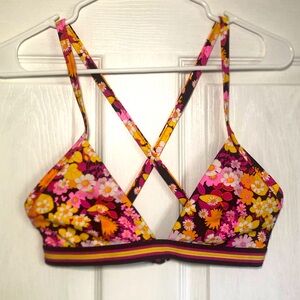 Aerie Triangle Bikini Top Floral Size M no pads
